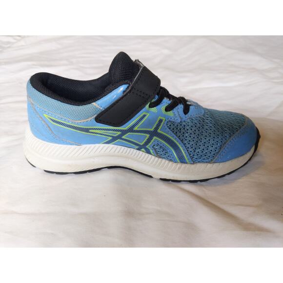 ASICS Kids Running Shoes Blue Black Youth 13 DAMAGED STRAPS Still Works - Picture 3 of 11